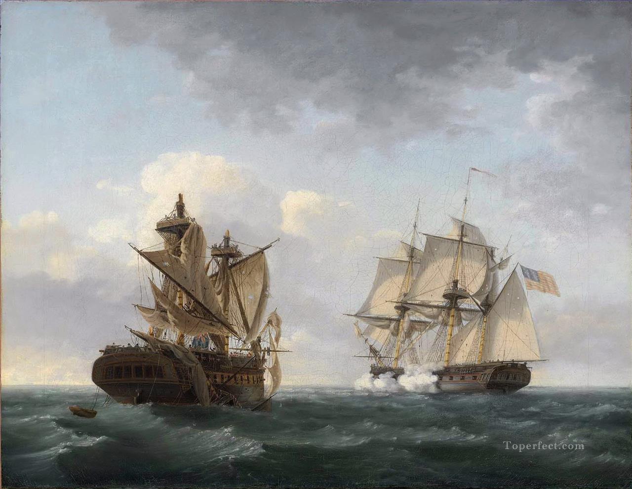 Thomas Birch Engagement between the United States and the Macedonian Naval Battle Oil Paintings